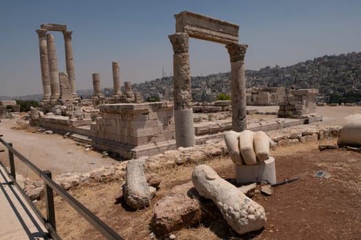 ruins in the citadel in Amman, Jordan