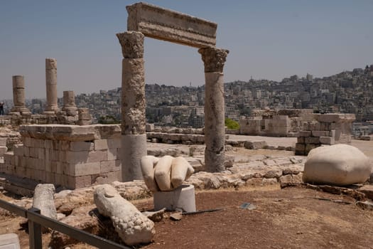 ruins in the citadel in Amman, Jordan