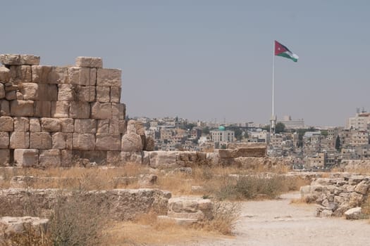 ruins in the citadel in Amman, Jordan