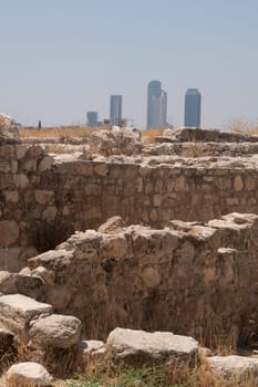 ruins in the citadel in Amman, Jordan