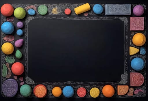 AI generated of a chalkboard with colorful blocks on it