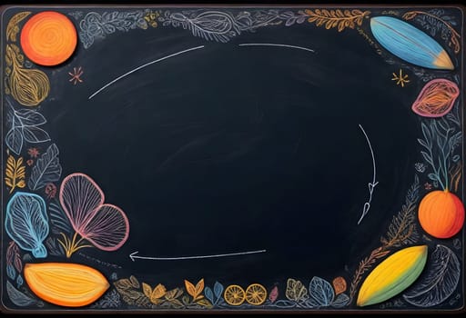 AI generated of a chalkboard with a colorful design on it
