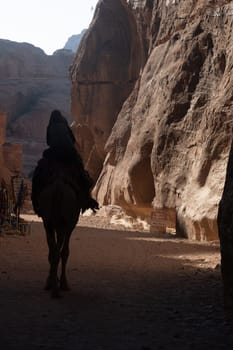 Canyon at the entrance in Petra, Jordan ancient city