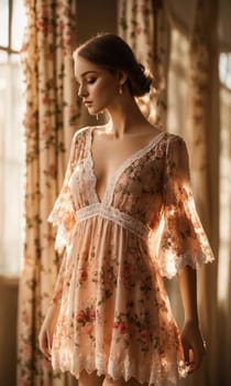 mini dress with low neckline on a mannequin. ai generative.