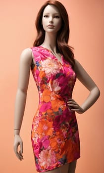mini dress with low neckline on a mannequin. ai generative.