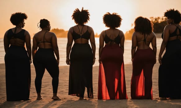 Group of african american women posing in studio. Fashion shot. ai generative.