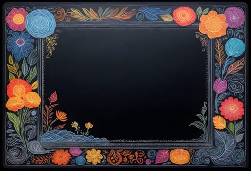 AI generated of a chalkboard with flowers and leaves on it