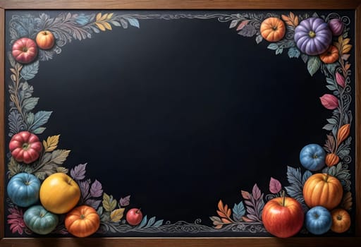 AI generated of a chalkboard with a blackboard with colorful fruits