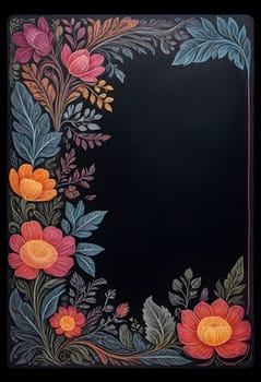 AI generated of a blackboard with flowers and leaves on it