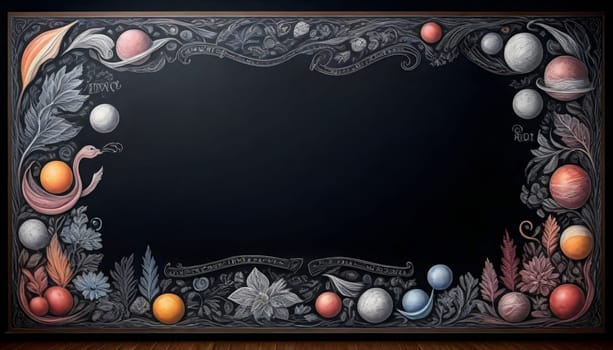 AI generated of a blackboard with a frame made of chalk