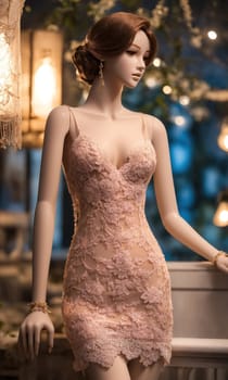mini dress with low neckline on a mannequin. ai generative.