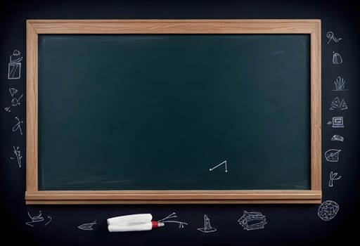 AI generated of a blackboard with chalk and other items on it