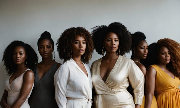 Group of african american women posing in studio. Fashion shot. ai generative.