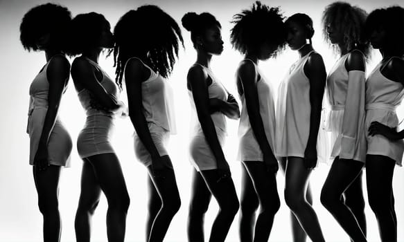 Group of african american women posing in studio. Fashion shot. ai generative.