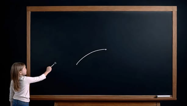 AI generated of a little girl writing on a blackboard