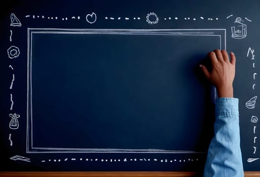 AI generated of a person's hand writing on a blackboard with chalk