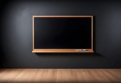 AI generated of blackboard in empty room with wooden floor