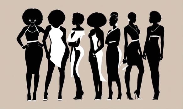 Group of african american women posing in studio. Fashion shot. ai generative.