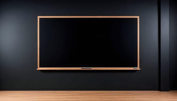 AI generated of blackboard in empty room with wooden floor