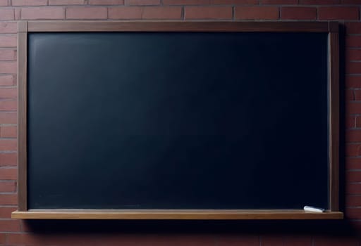 AI generated of a clean blackboard with a chalkboard on a brick wall