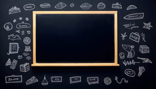 AI generated of a blackboard with a chalkboard and a bunch of doodles