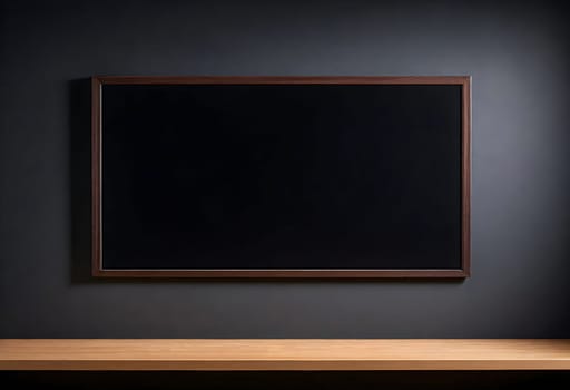 AI generated of a blackboard with a brown frame is on a gray wall