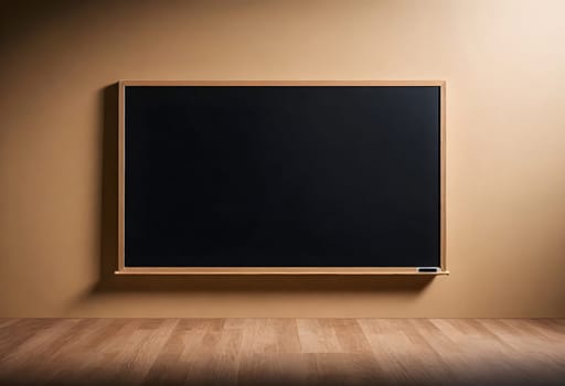 AI generated of blackboard in empty room with wooden floor