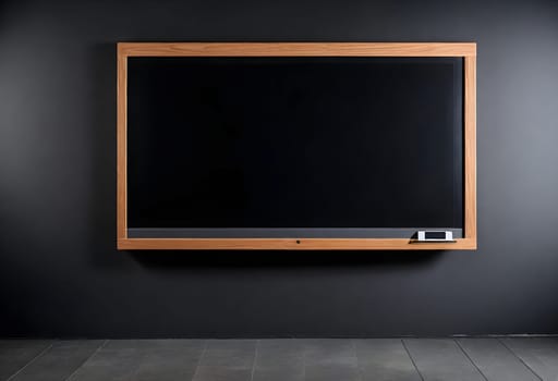 AI generated of a blackboard mounted on a wall with a wooden frame