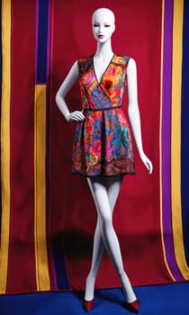 mini dress with low neckline on a mannequin. ai generative.