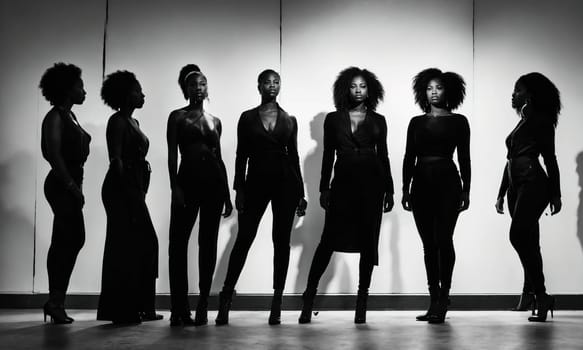 Group of african american women posing in studio. Fashion shot. ai generative.