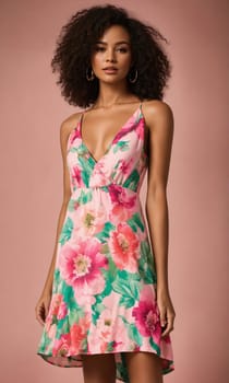 mini dress with low neckline on a mannequin. ai generative.