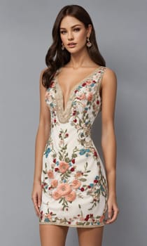 mini dress with low neckline on a mannequin. ai generative.