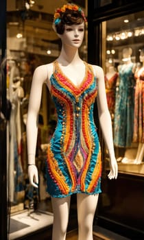 mini dress with low neckline on a mannequin. ai generative.