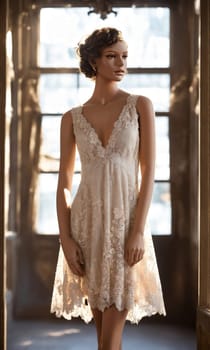 mini dress with low neckline on a mannequin. ai generative.