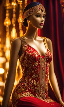 mini dress with low neckline on a mannequin. ai generative.