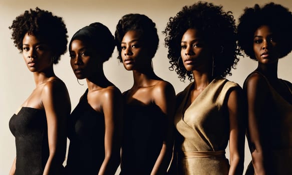 Group of african american women posing in studio. Fashion shot. ai generative.