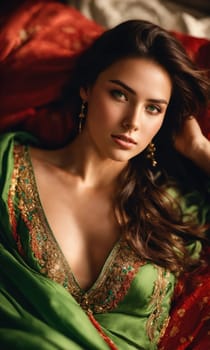 Portrait of a beautiful young woman in a luxurious interior. Beauty, fashion. ai generative.