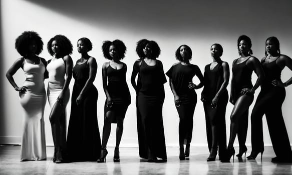 Group of african american women posing in studio. Fashion shot. ai generative.