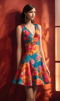 mini dress with low neckline on a mannequin. ai generative.