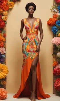 mini dress with low neckline on a mannequin. ai generative.
