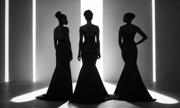 Group of african american women posing in studio. Fashion shot. ai generative.