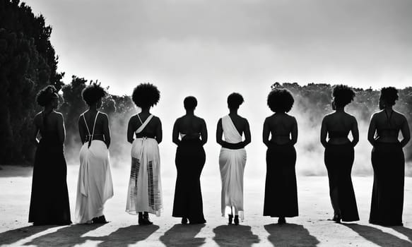 Group of african american women posing in studio. Fashion shot. ai generative.