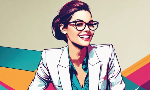Young happy cheerful professional business woman looking at camera. ai generative.