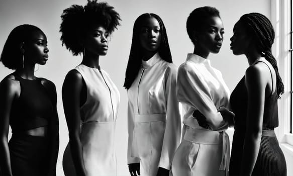 Group of african american women posing in studio. Fashion shot. ai generative.