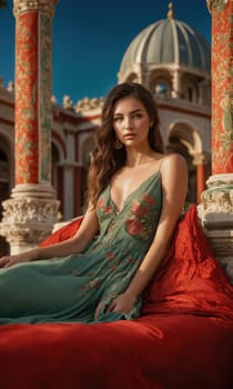 Portrait of a beautiful young woman in a luxurious interior. Beauty, fashion. ai generative.