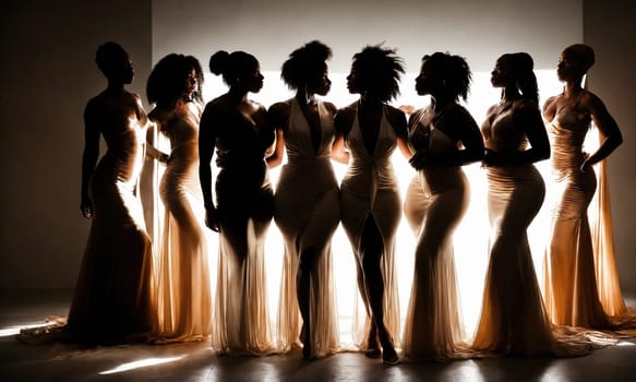 Group of african american women posing in studio. Fashion shot. ai generative.
