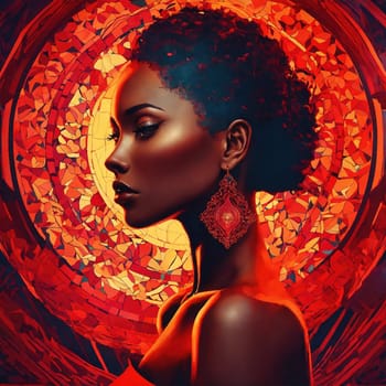 Fashion art portrait of a beautiful woman in a red dress. ai generative.