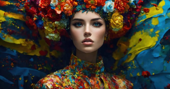 fashion photo of beautiful woman in a long luxurious dress posing. ai generative.