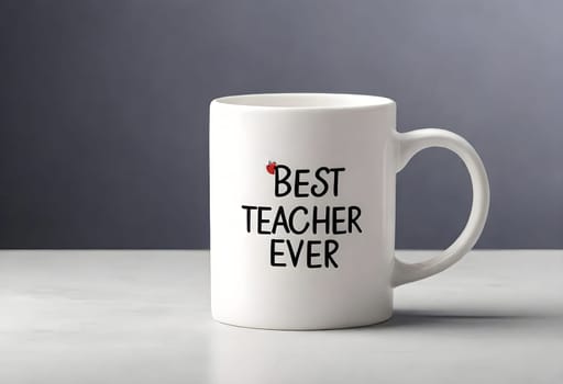 AI generated of a white mug with the best teacher ever written on it