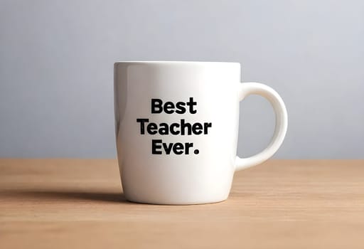 AI generated of a white coffee mug with the best teacher ever